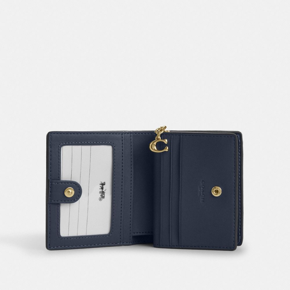 Snap Wallet In Signature Denim (Gold/Indigo)