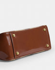 Asher Shoulder Bag With Striped Patchwork (Gold/Redwood Multi)