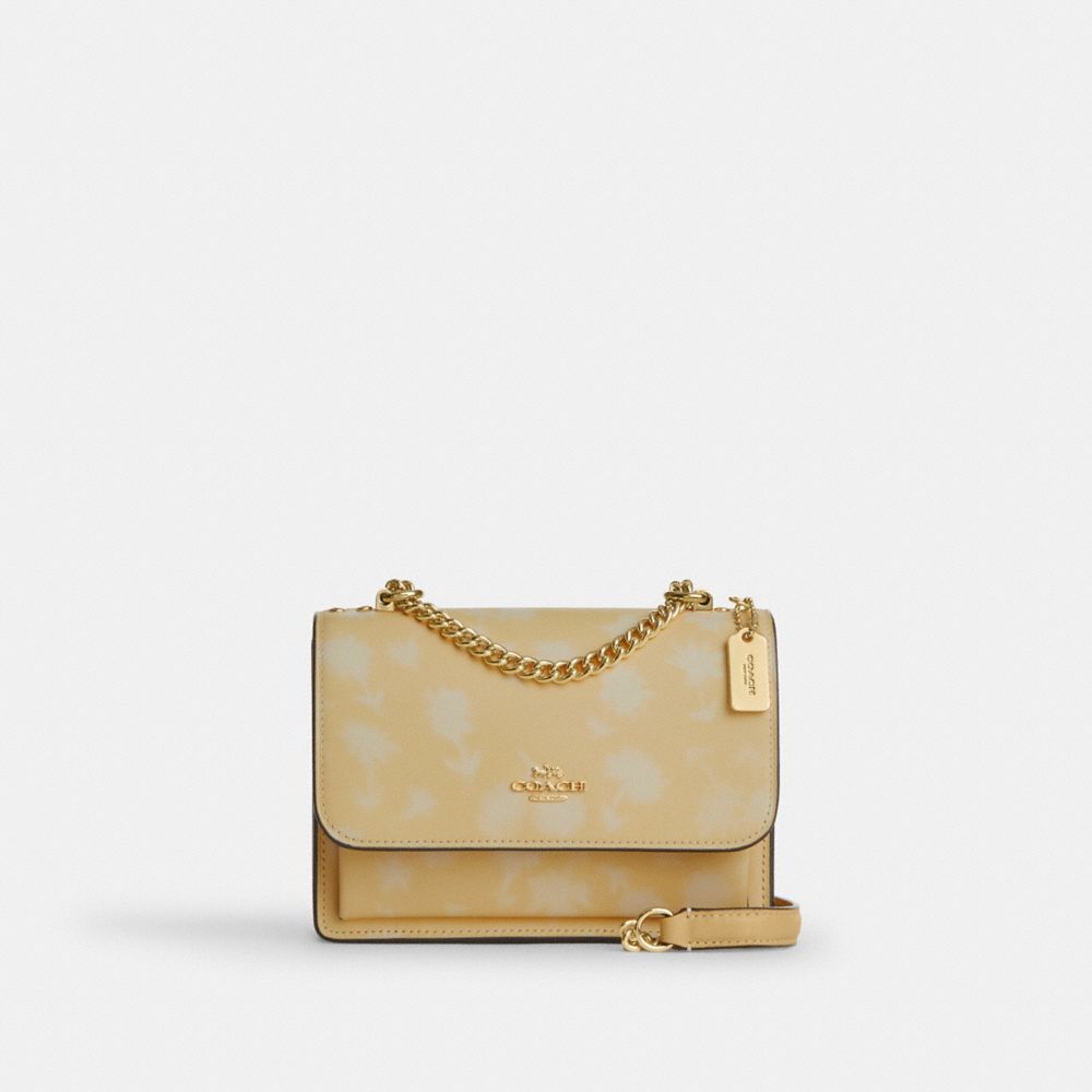 Mini Klare Crossbody Bag With Floral Print (Gold/Washed Yellow)