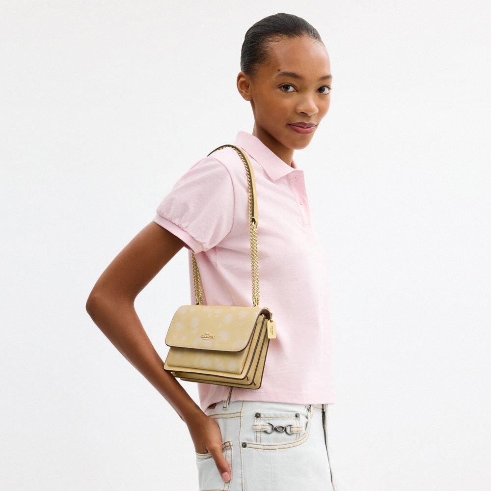 Mini Klare Crossbody Bag With Floral Print (Gold/Washed Yellow)