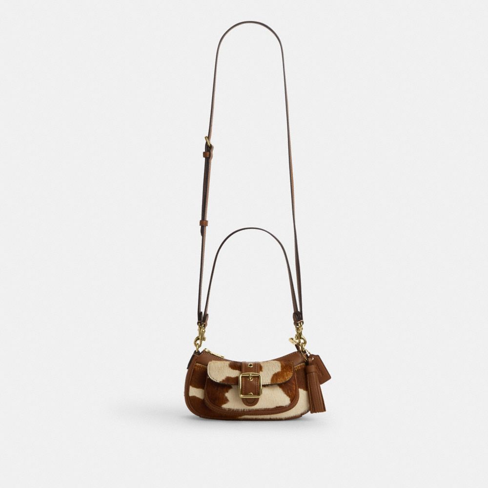 Ashton Mini Shoulder Bag In Haircalf With Cow Print (Gold/Cow Multi)