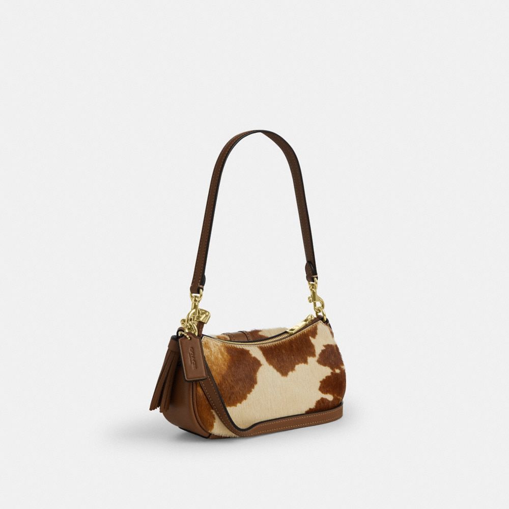 Ashton Mini Shoulder Bag In Haircalf With Cow Print (Gold/Cow Multi)