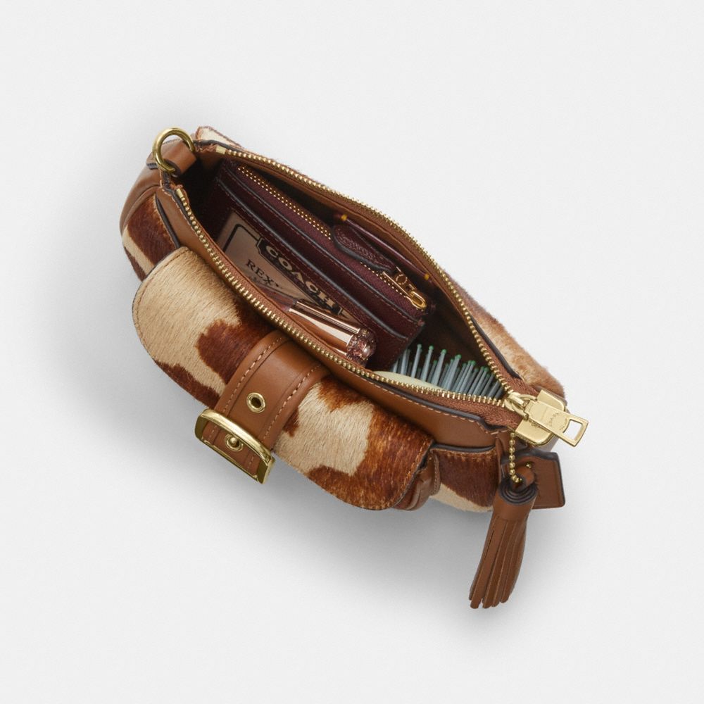 Ashton Mini Shoulder Bag In Haircalf With Cow Print (Gold/Cow Multi)