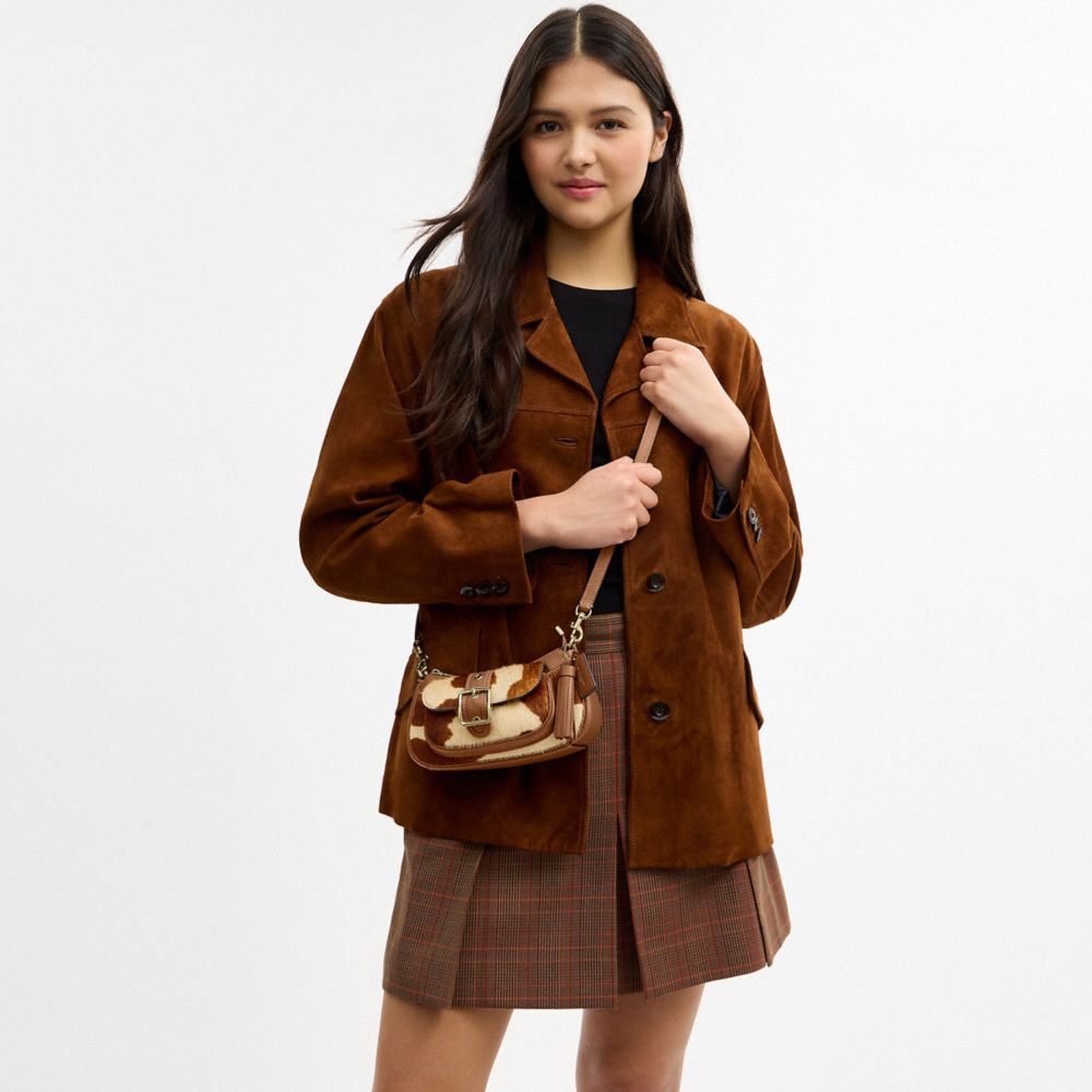 Ashton Mini Shoulder Bag In Haircalf With Cow Print (Gold/Cow Multi)