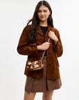 Ashton Mini Shoulder Bag In Haircalf With Cow Print (Gold/Cow Multi)