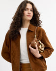 Ashton Mini Shoulder Bag In Haircalf With Cow Print (Gold/Cow Multi)