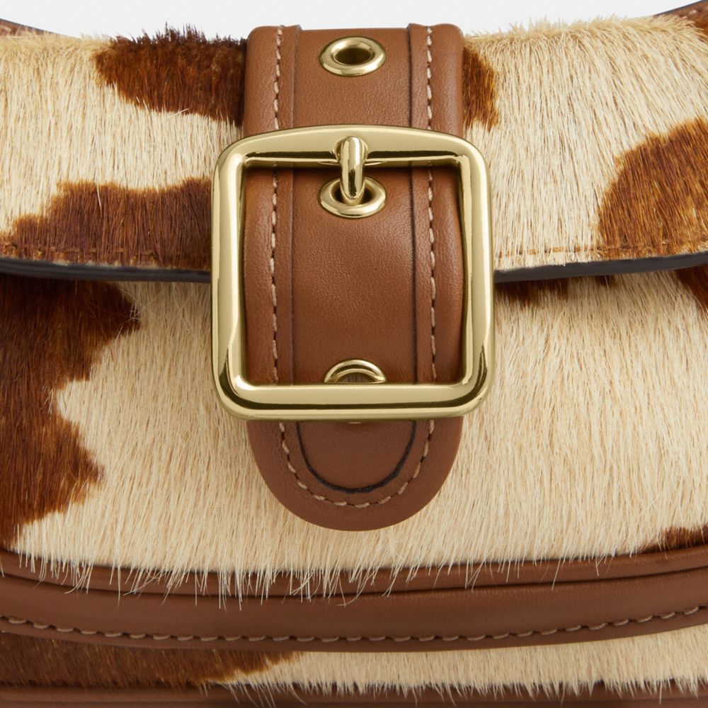 Ashton Mini Shoulder Bag In Haircalf With Cow Print (Gold/Cow Multi)