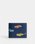 3-In-1 Wallet With Car Print (Deep Blue Multi)