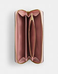 Long Zip Around Wallet In Signature Canvas (Gold/Powder Pink)