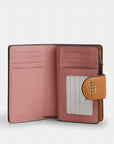 Medium Corner Zip Wallet In Signature Canvas (Gold/Powder Pink)