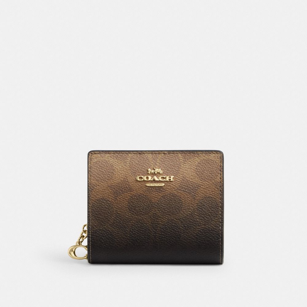 Snap Wallet In Ombre Signature Canvas (Gold/Brown)
