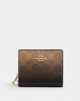 Snap Wallet In Ombre Signature Canvas (Gold/Brown)