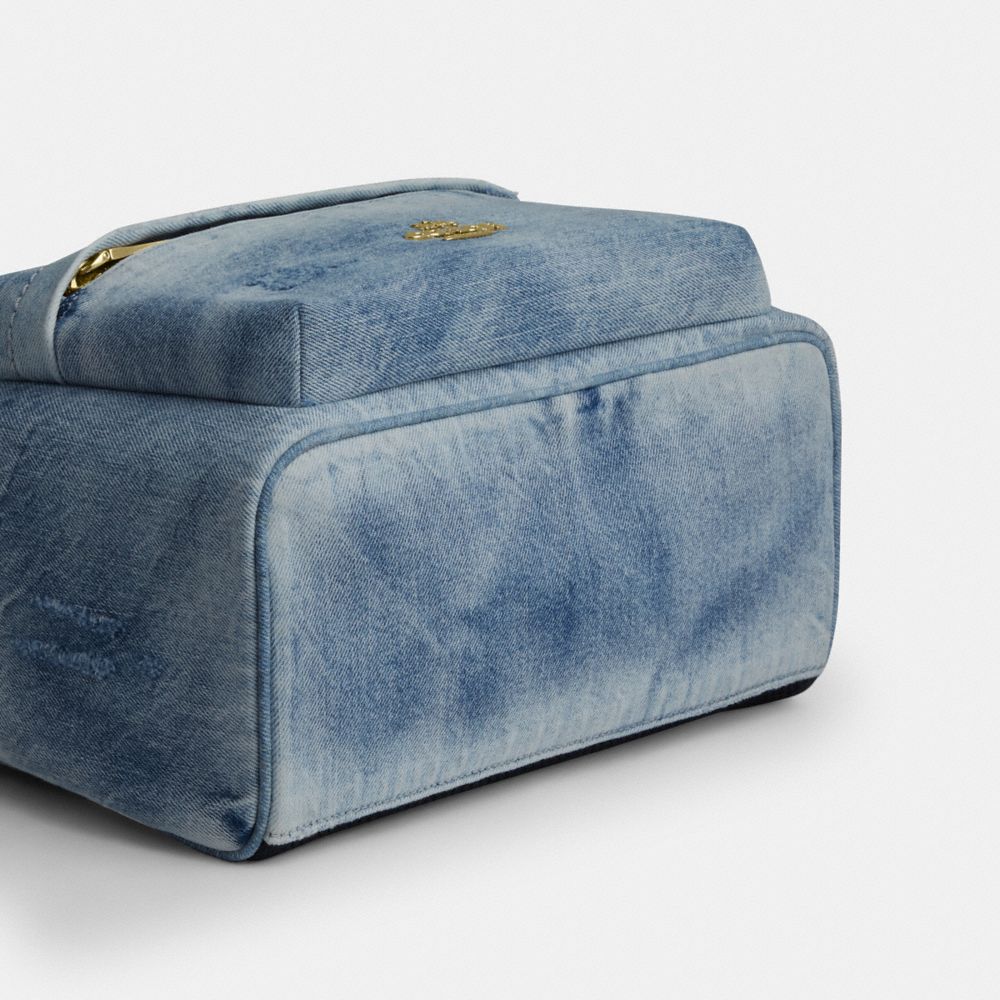 Taylor Small Backpack In Loved Denim (Gold/Light Indigo)