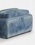 Taylor Small Backpack In Loved Denim (Gold/Light Indigo)