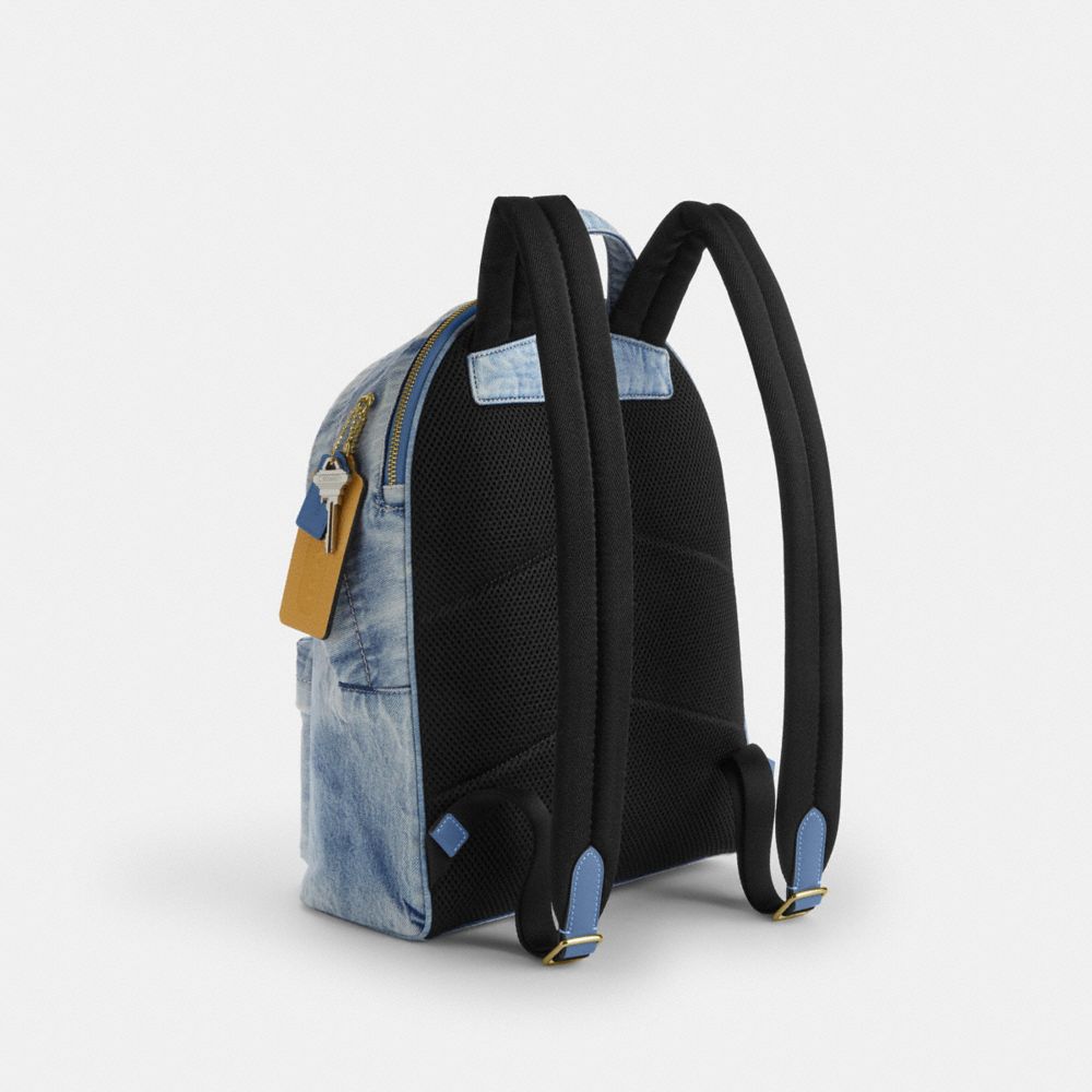 Taylor Small Backpack In Loved Denim (Gold/Light Indigo)