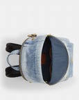 Taylor Small Backpack In Loved Denim (Gold/Light Indigo)