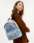 Taylor Small Backpack In Loved Denim (Gold/Light Indigo)