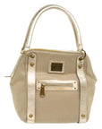 BBERRY Blue Label Shoulder Bag Canvas Leather Beige Auth cl