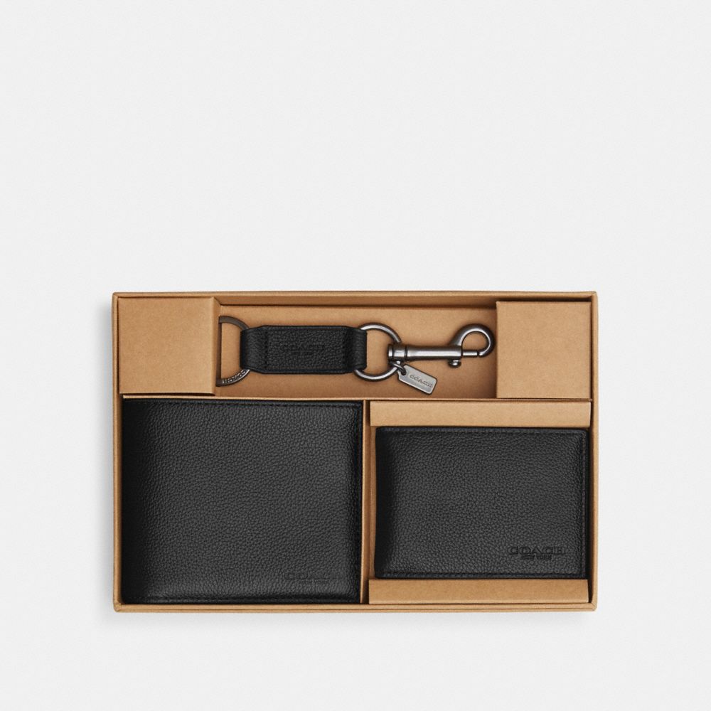 Boxed 3-In-1 Wallet Gift Set (Black)