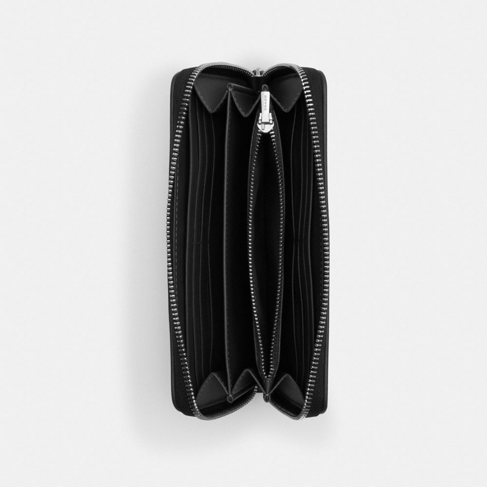 Long Zip Around Wallet In Signature Jacquard (Silver/Black/Black)