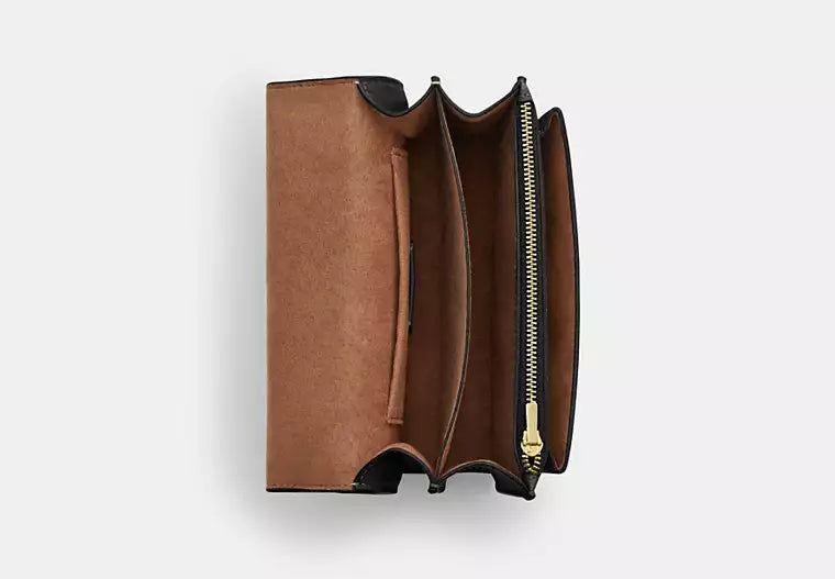 Mini Klare Crossbody Bag In Signature Canvas (Gold/Walnut/Black)