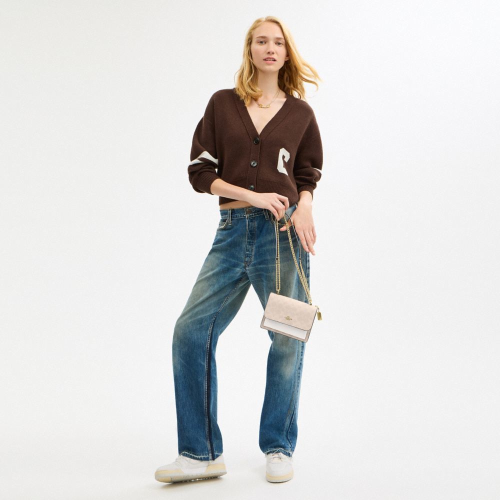 Mini Klare Crossbody Bag In Signature Canvas (Gold/Sand/Chalk)