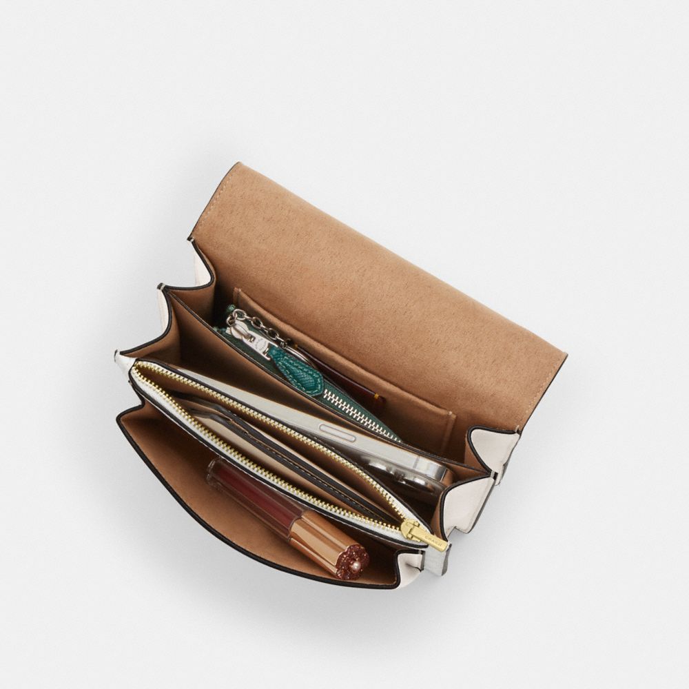 Mini Klare Crossbody Bag In Signature Canvas (Gold/White/Chalk)