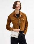 Mini Klare Crossbody Bag In Signature Canvas (Gold/White/Chalk)