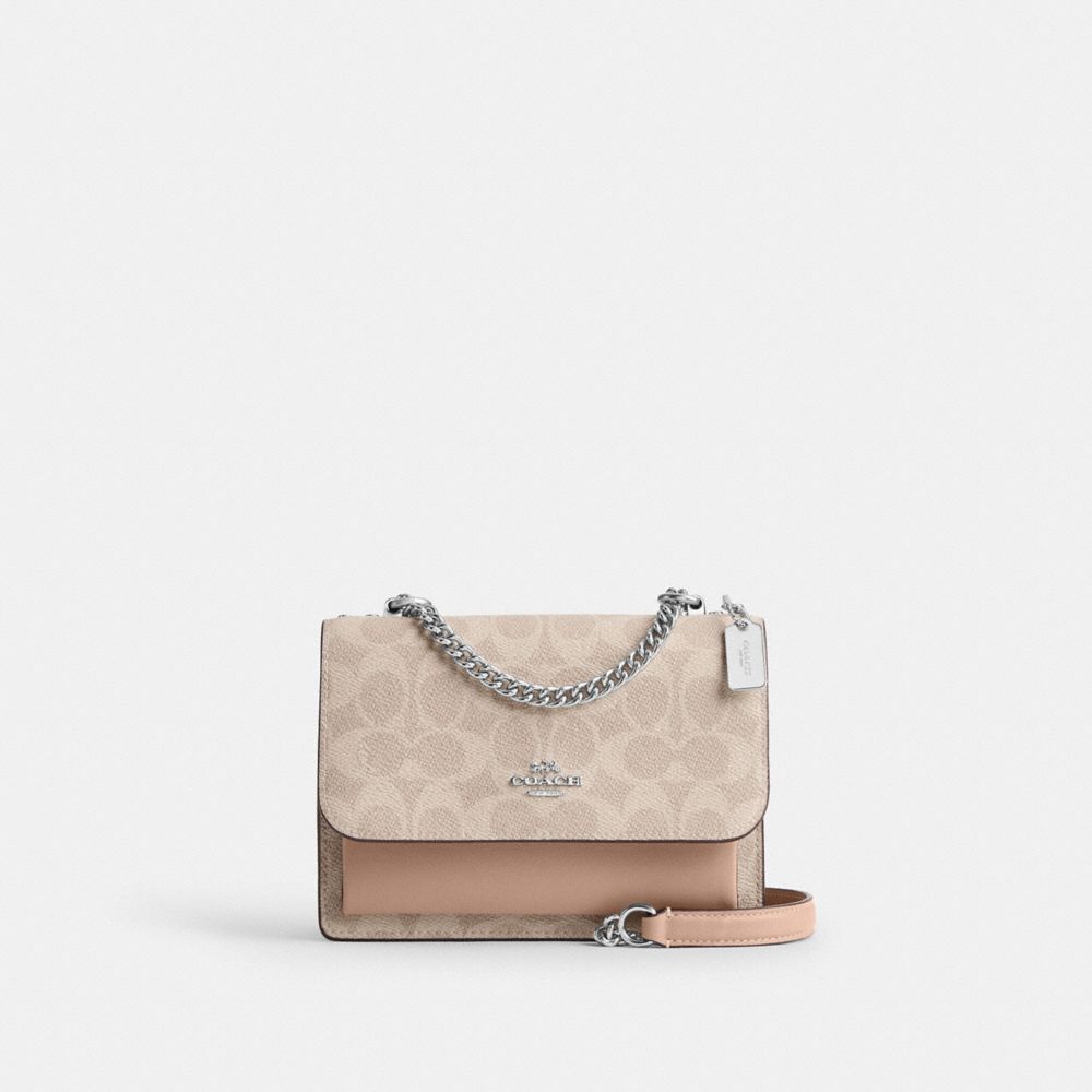 Mini Klare Crossbody Bag In Signature Canvas (Silver/Sand/Taupe)