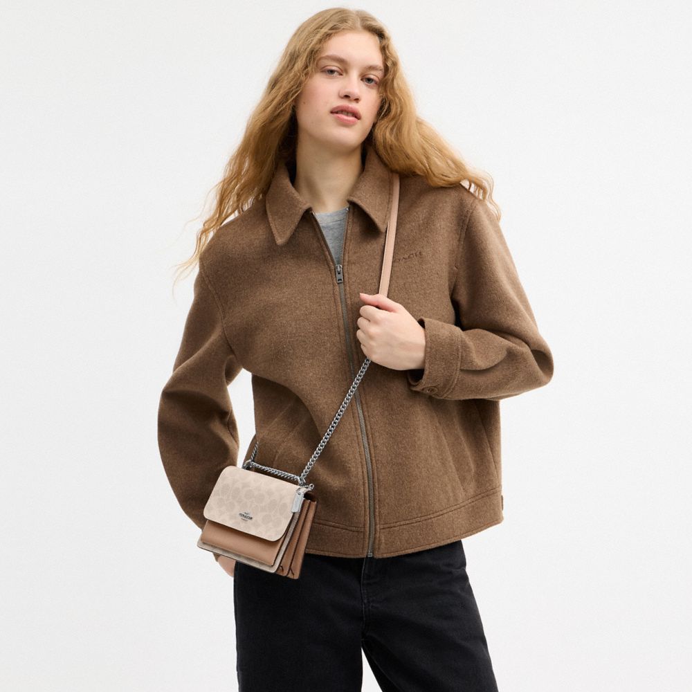 Mini Klare Crossbody Bag In Signature Canvas (Silver/Sand/Taupe)