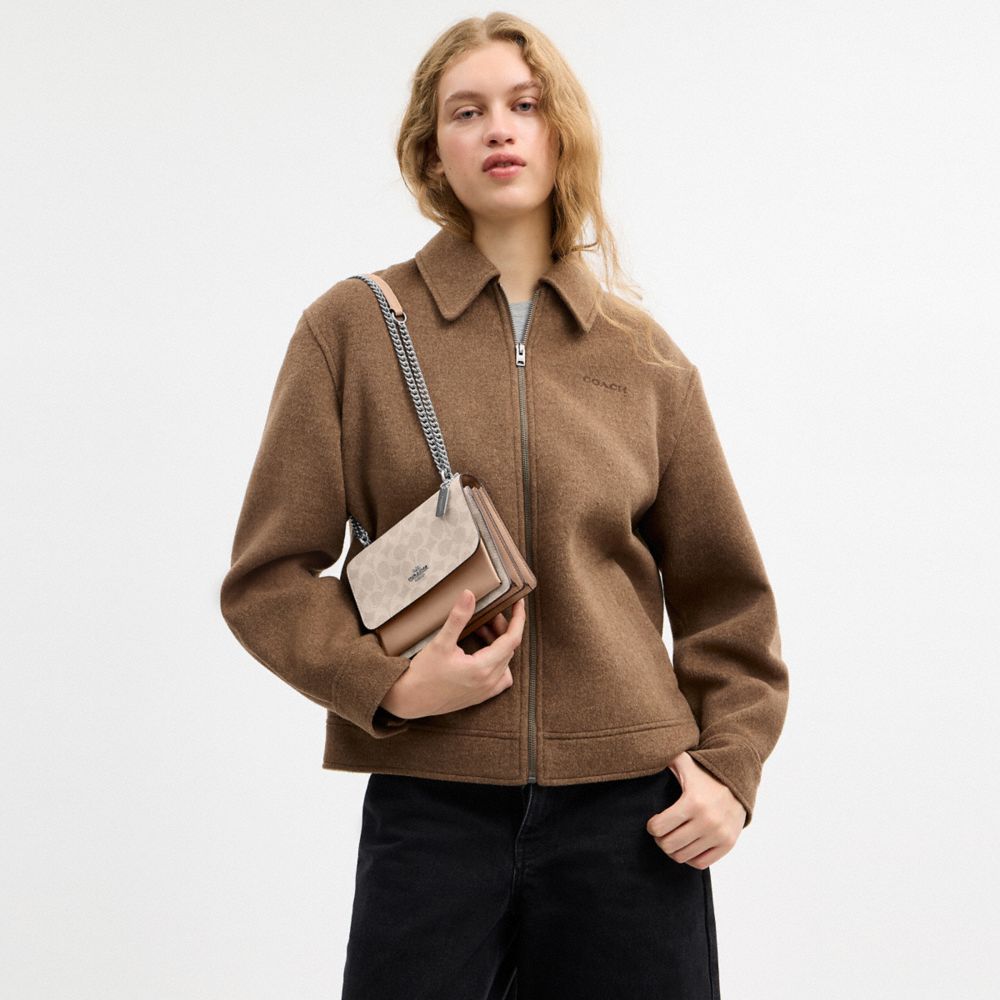 Mini Klare Crossbody Bag In Signature Canvas (Silver/Sand/Taupe)