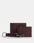 Boxed 3-In-1 Wallet Gift Set In Signature Canvas (Gunmetal/Black Currant)