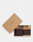 Boxed 3-In-1 Wallet Gift Set In Signature Canvas (Gunmetal/Black Currant)