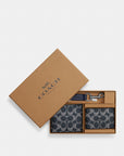 Boxed 3-In-1 Wallet Gift Set In Signature Canvas (Silver/Denim Chalk)