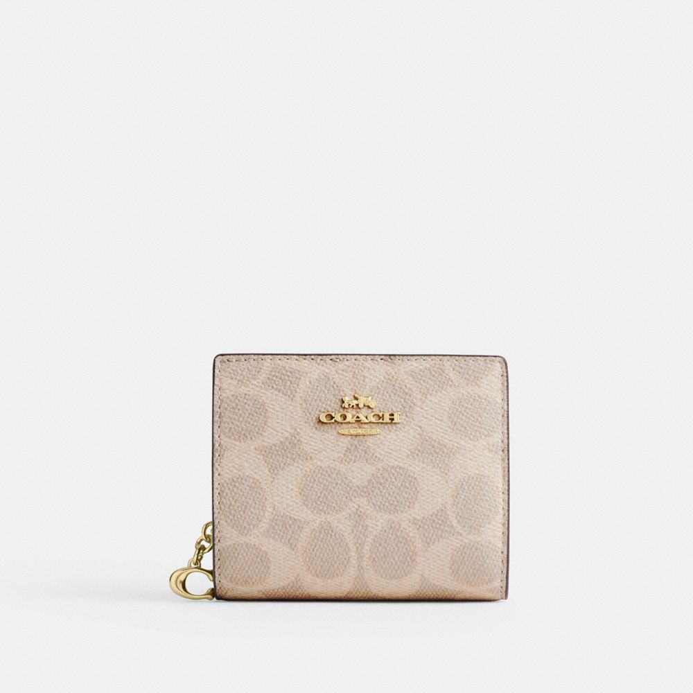 Snap Wallet In Signature Canvas (Gold/Sand/Chalk)