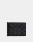 Slim Money Clip Billfold Wallet In Signature Canvas (Gunmetal/Charcoal/Black)