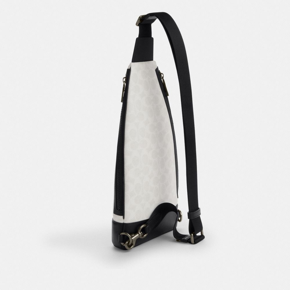 Dominic Sling Pack In Signature Canvas (Gunmetal/Chalk/Black)