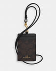 Id Lanyard In Signaure Canvas (Gold/Walnut/Black)
