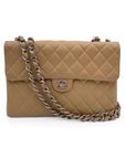 CHNL Vintage Beige Quilted Caviar Jumbo Timeless Classic Flap Bag