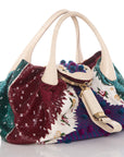 FNDI Ivory & Multicolor Limited Edition Embroidered Spy Hobo