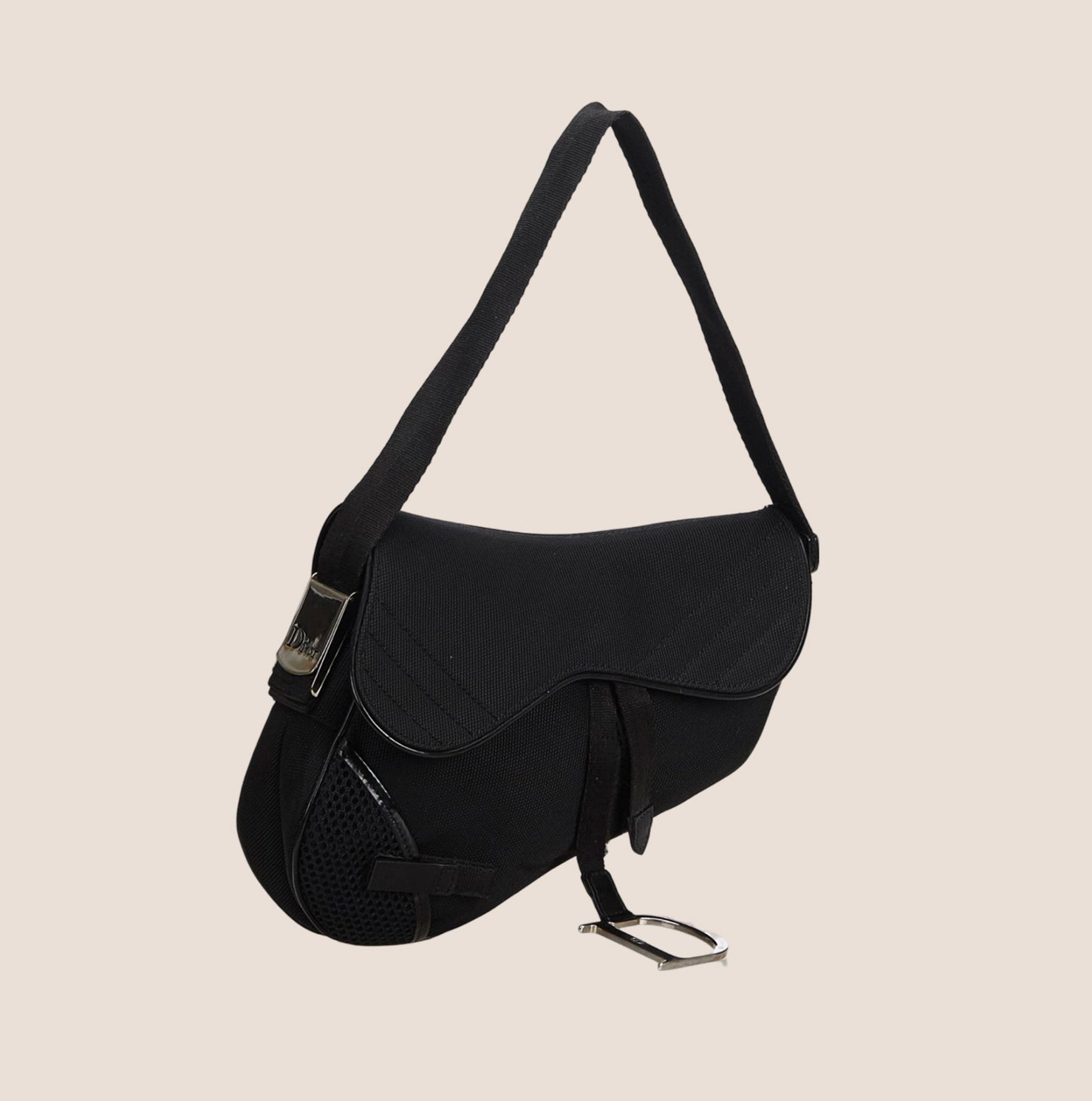 CHRISTIAN DOR BLACK MESH SADDLE BAG