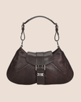 CHRISTIAN DOR BROWN SNAKESKIN BUCKLE FLAP BAG