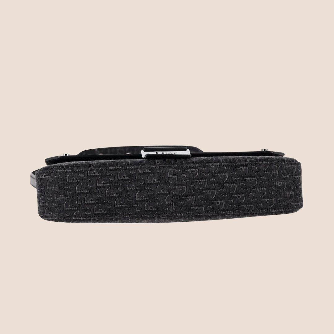 CHRISTIAN DOR BLACK OBLIQUE CANVAS STREET CHIC SHOULDER BAG