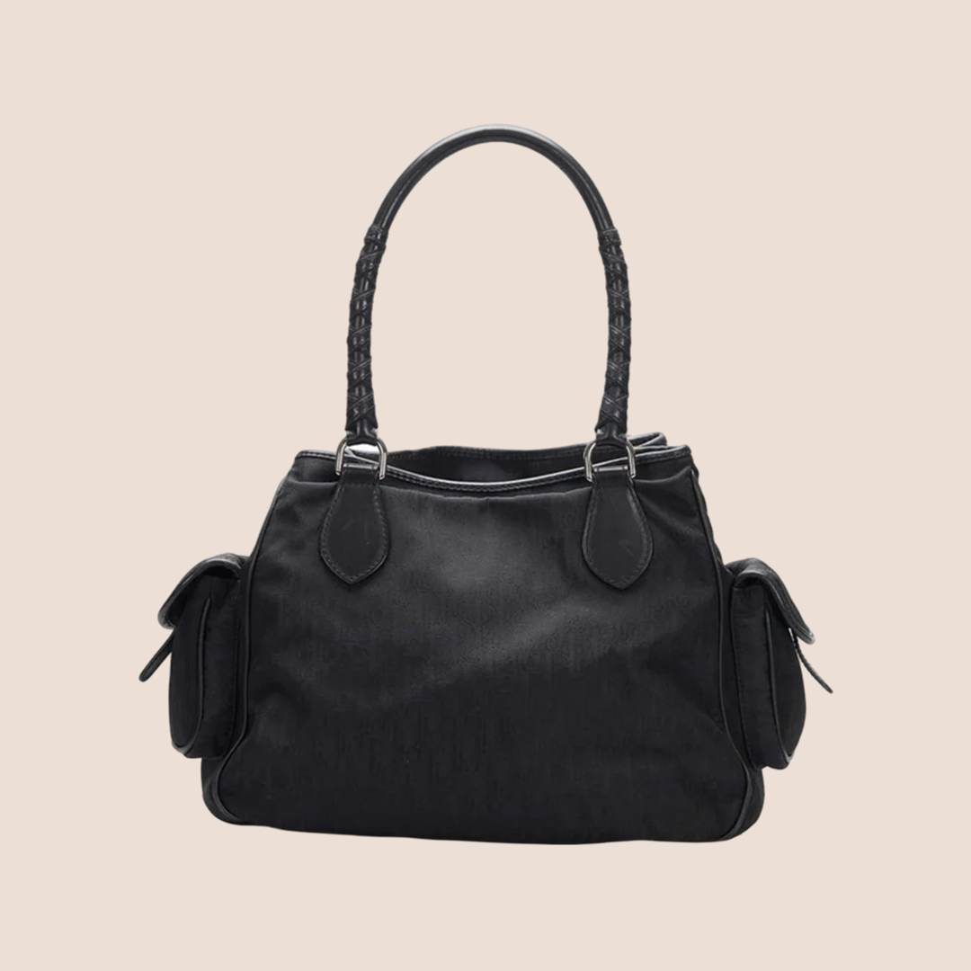CHRISTIAN DOR BLACK DORISSIMO CANVAS MULTIPOCKET CHARM BAG