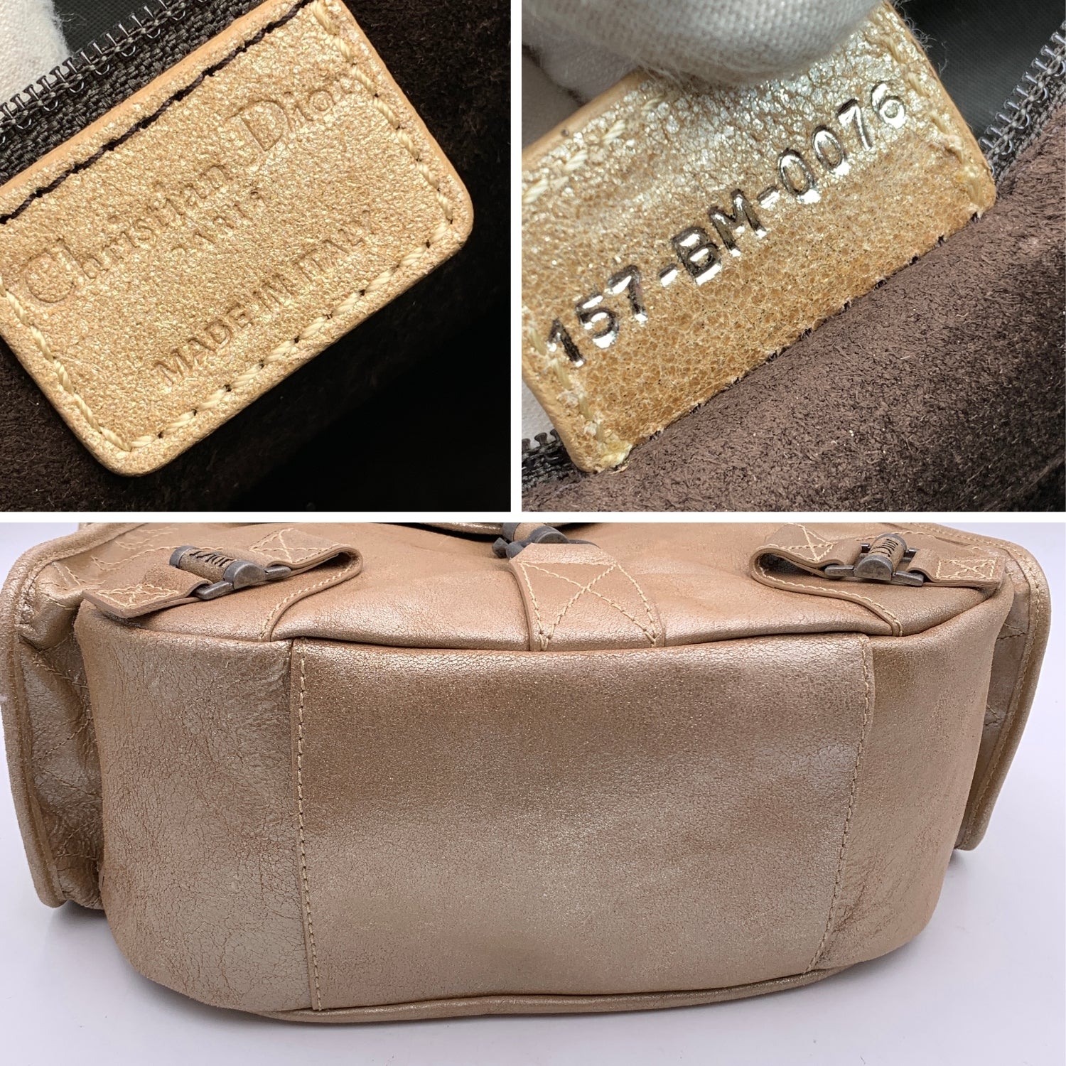 CHRISTIAN DOR Beige Leather Rebelle Shoulder Bag Handbag