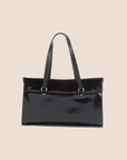 CHRISTIAN DOR PATENT LEATHER BLACK FLAP SADDLE BAG