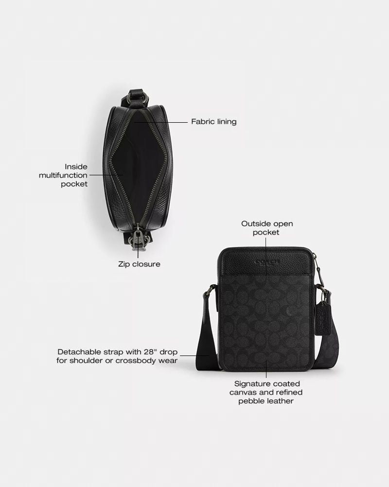 Sullivan Crossbody Bag In Signature Canvas (Gunmetal/Charcoal/Black)