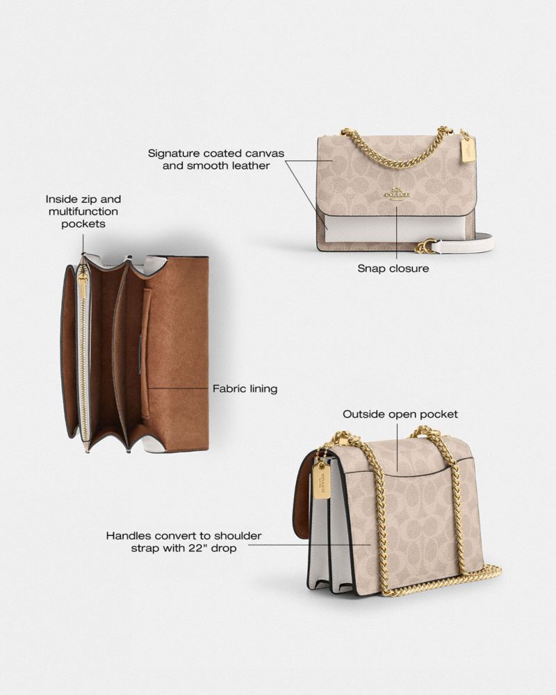 Mini Klare Crossbody Bag In Signature Canvas (Gold/Sand/Chalk)