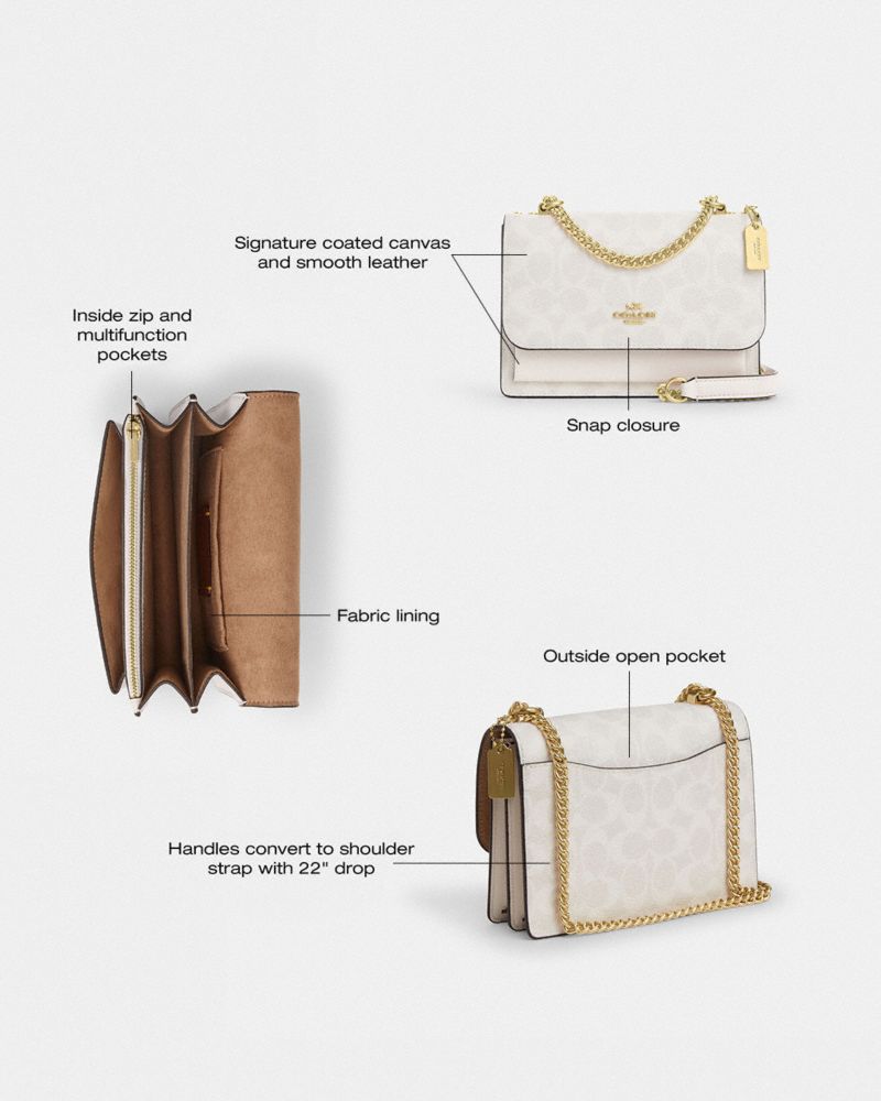Mini Klare Crossbody Bag In Signature Canvas (Gold/White/Chalk)
