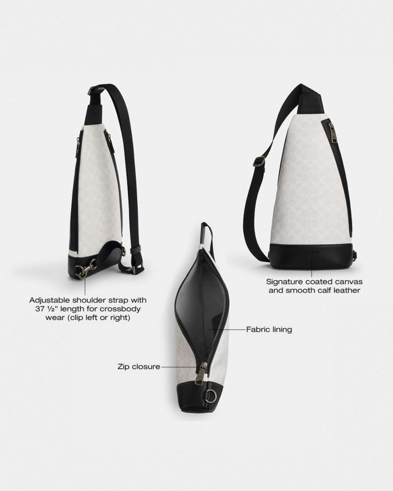 Dominic Sling Pack In Signature Canvas (Gunmetal/Chalk/Black)